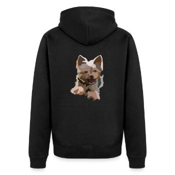 Yorkshire Terrier Yorki - Unisex Premium Bio Zip Hoodie - Schwarz - Hinten - Nico (187cm)