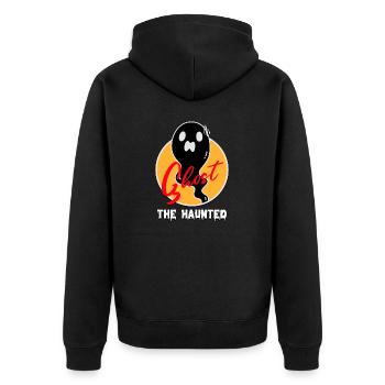 The Ghost Haunted Cool Cartoon - Unisex Premium Bio Zip Hoodie - Schwarz - Hinten - Nico (187cm)