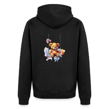 Nounours sur sa balançoire - Veste à capuche bio Premium Unisexe - noir - Dos - Nico (187cm)