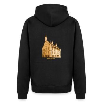 Biberach an der Riß Rathaus Baden-Württemberg - Unisex Premium Bio Zip Hoodie - Schwarz - Hinten - Nico (187cm)
