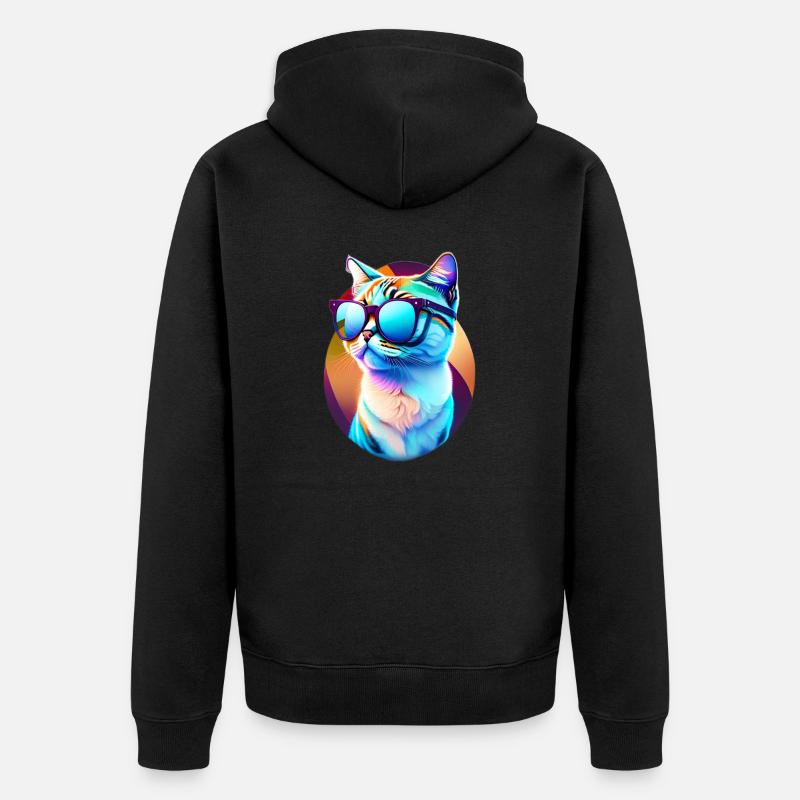 Chat à lunettes - Veste à capuche bio Premium Unisexe - noir