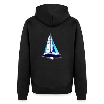 sailing ship sailing sailing sailor sailboat - Unisex Premium Organic Zip Hoodie - black - Back - Nico (187cm)