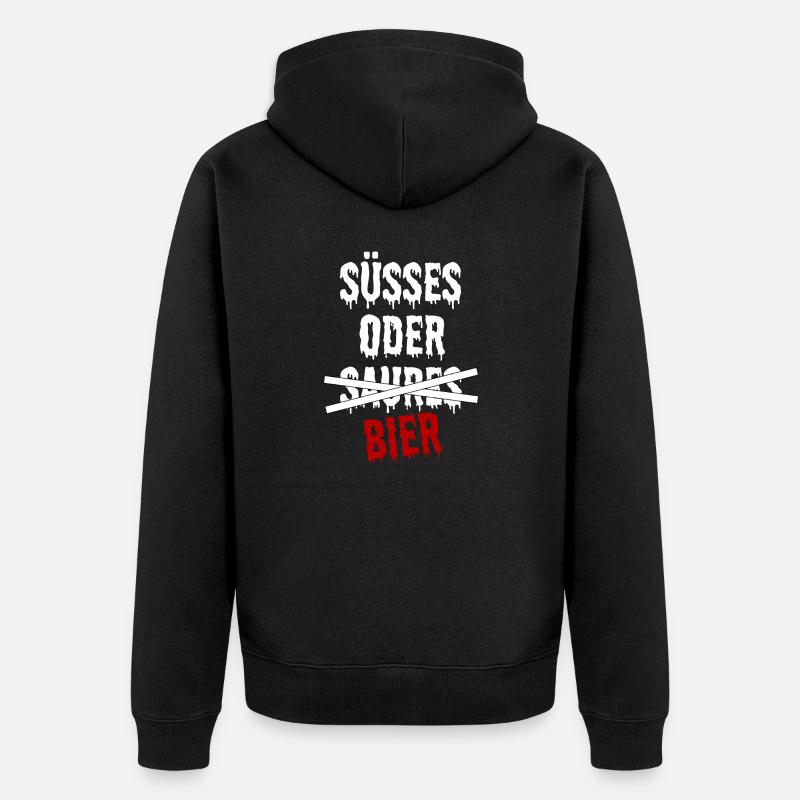 SÜßES ODER BIER - Unisex Premium Bio Zip Hoodie - Schwarz