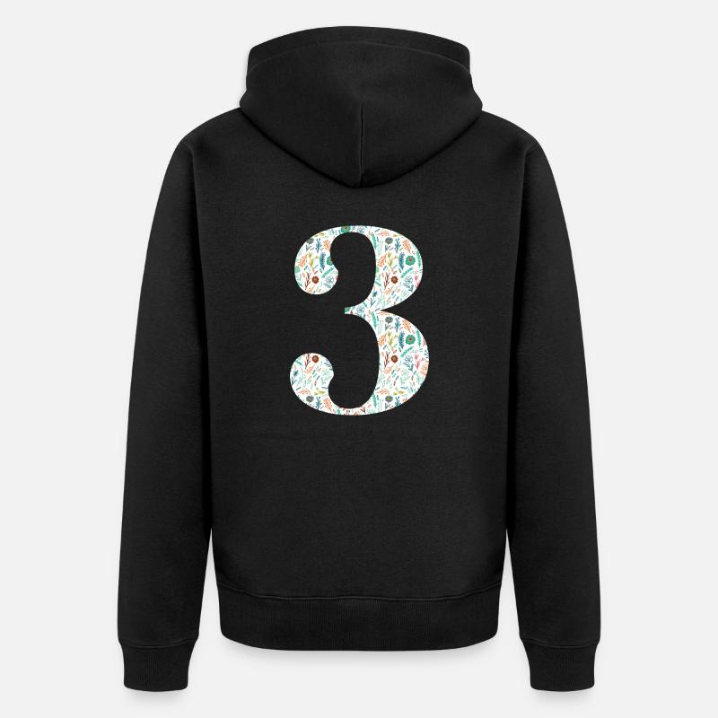 3e anniversaire floral - Veste à capuche bio Premium Unisexe - noir