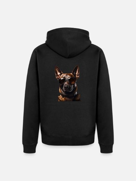 Malinois Cool - Malinois Dog - Unisex Premium Organic Zip Hoodie - black