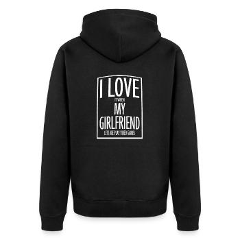 I Love It When My Girlfriend Lets Play Video Games - Unisex Premium Bio Zip Hoodie - Schwarz - Hinten - Nico (187cm)