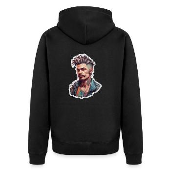 Type / Mec / Homme / Homme / Barbe / Portrait - Veste à capuche bio Premium Unisexe - noir - Dos - Nico (187cm)
