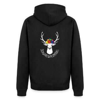 Hirsch Schwarzwaldmädel weiß - Unisex Premium Bio Zip Hoodie - Schwarz - Hinten - Nico (187cm)