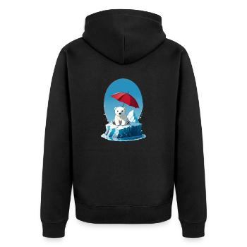 Eisbär, Eis & Sonnenschirm - Unisex Premium Bio Zip Hoodie - Schwarz - Hinten - Nico (187cm)