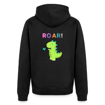 Roar - Sweet Dino! - Unisex Premium Bio Zip Hoodie - Schwarz - Hinten - Nico (187cm)