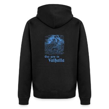 Gravure sur bois Viking 07 2024 02 - Veste à capuche bio Premium Unisexe - noir - Dos - Nico (187cm)