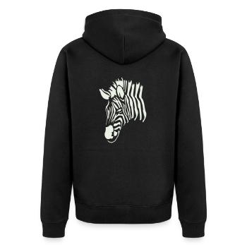 zebra 1 - Unisex Premium Bio Zip Hoodie - Schwarz - Hinten - Nico (187cm)