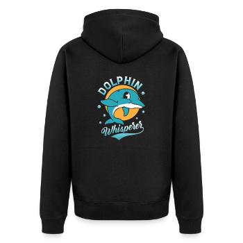 Dolphin Whisperer Marine Biology Beach Vacation - Unisex Premium Organic Zip Hoodie - black - Back - Nico (187cm)