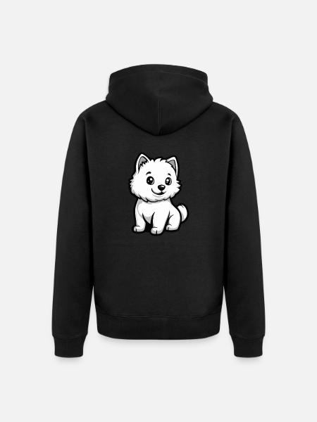 Samoyed Dog Comic Cute - Unisex Premium Organic Zip Hoodie - black