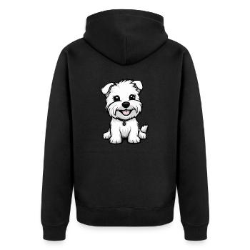 West Highland Terrier Hund Comic Niedlich - Unisex Premium Bio Zip Hoodie - Schwarz - Hinten - Nico (187cm)