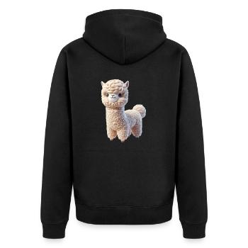 Alpaka 1 - Unisex Premium Bio Zip Hoodie - Schwarz - Hinten - Nico (187cm)