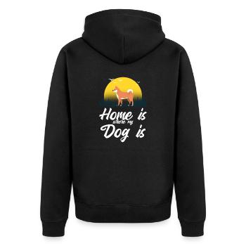 Das Haus ist der Ort, an dem mein Hund ist - Unisex Premium Bio Zip Hoodie - Schwarz - Hinten - Nico (187cm)