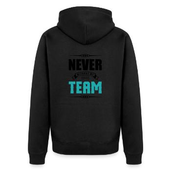 never without my team 2 - Unisex Premium Organic Zip Hoodie - black - Back - Nico (187cm)