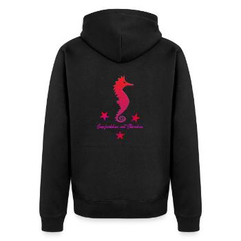 Hippocampe rouge avec rose étoilé - Veste à capuche bio Premium Unisexe - noir - Dos - Nico (187cm)