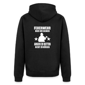 Feuerwehr - Unisex Premium Bio Zip Hoodie - Schwarz - Hinten - Nico (187cm)