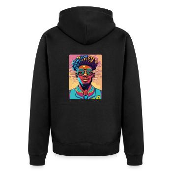 Cool Afro Man with Glasses - Unisex Premium Organic Zip Hoodie - black - Back - Nico (187cm)