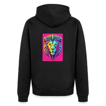 Funky und psychedelisches Löwengesicht - Unisex Premium Bio Zip Hoodie - Schwarz - Hinten - Nico (187cm)