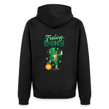 Fröhlichen St Patrick Tag. St. Patrick's Day! - Unisex Premium Bio Zip Hoodie - Schwarz - Hinten - Nico (187cm)