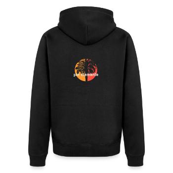 San Clemente, Kalifornien Künstlerischer Urlaub - Unisex Premium Bio Zip Hoodie - Schwarz - Hinten - Nico (187cm)
