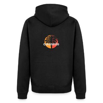 Coronado California Künstlerisches Urlaubssouvenir - Unisex Premium Bio Zip Hoodie - Schwarz - Hinten - Nico (187cm)
