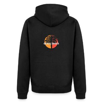 Delray Beach Florida Künstlerisches Urlaubssouvenir - Unisex Premium Bio Zip Hoodie - Schwarz - Hinten - Nico (187cm)