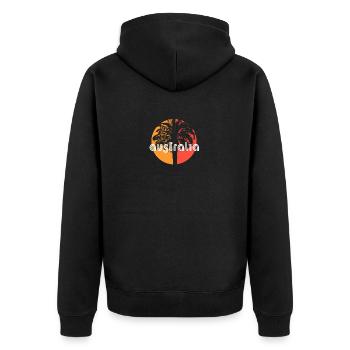 Australien Künstlerisches Urlaubssouvenir Palme - Unisex Premium Bio Zip Hoodie - Schwarz - Hinten - Nico (187cm)