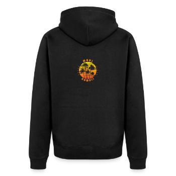 Retro Maui Hawaii Souvenir Vintage Palme - Unisex Premium Bio Zip Hoodie - Schwarz - Hinten - Nico (187cm)
