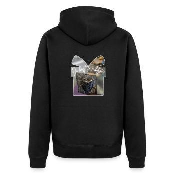 Du bist Wichtig - Unisex Premium Bio Zip Hoodie - Schwarz - Hinten - Nico (187cm)