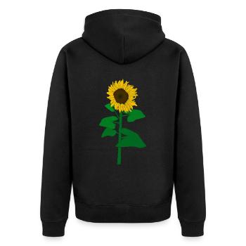 Sonnenblume in voller Pracht - Unisex Premium Bio Zip Hoodie - Schwarz - Hinten - Nico (187cm)