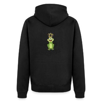 Frosch "Froschkönig" König Frosch am Froschteich - Unisex Premium Bio Zip Hoodie - Schwarz - Hinten - Nico (187cm)