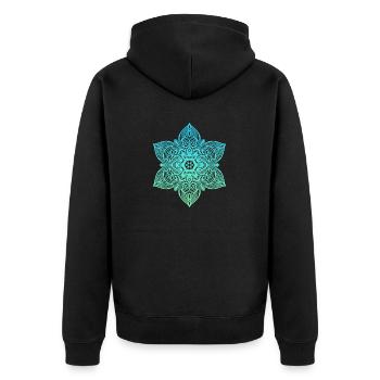 Mandala - Unisex Premium Bio Zip Hoodie - Schwarz - Hinten - Nico (187cm)