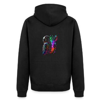Outer Space Splash Art Colorful Fun Spaceman - Unisex Premium Organic Zip Hoodie - black - Back - Nico (187cm)