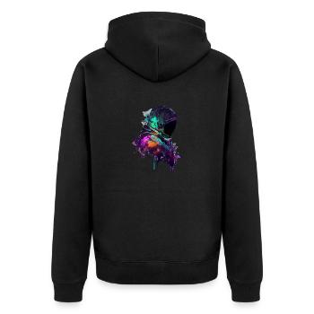 Outer Space Drippin Paint Art Fun Spaceman - Unisex Premium Organic Zip Hoodie - black - Back - Nico (187cm)