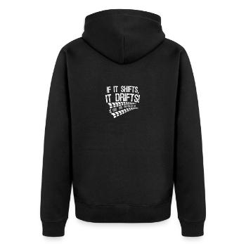 IF IT SHIFTS, IT DRIFTS! Boy Racer Drifting - Unisex Premium Organic Zip Hoodie - black - Back - Nico (187cm)