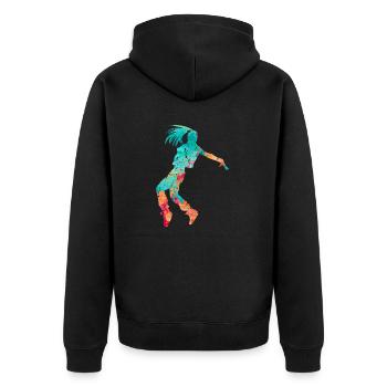 Tänzerin PopArt - Unisex Premium Bio Zip Hoodie - Schwarz - Hinten - Nico (187cm)