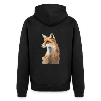 Fox Portrait Watercolors - Unisex Premium Organic Zip Hoodie - black - Back - Nico (187cm)