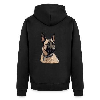 Belgian Malinois - Unisex Premium Bio Zip Hoodie - Schwarz - Hinten - Nico (187cm)