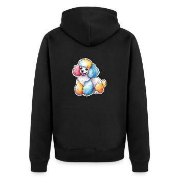 Pudel Wasserfarben - Unisex Premium Bio Zip Hoodie - Schwarz - Hinten - Nico (187cm)
