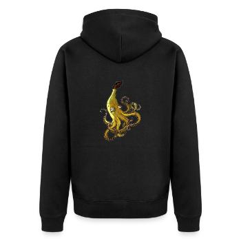 Banoctopus - Unisex Premium Bio Zip Hoodie - Schwarz - Hinten - Nico (187cm)