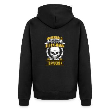 TERVUEREN - Unisex Premium Bio Zip Hoodie - Schwarz - Hinten - Nico (187cm)