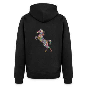 Pferd - Unisex Premium Bio Zip Hoodie - Schwarz - Hinten - Nico (187cm)