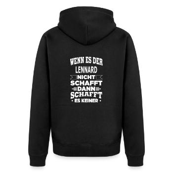 LENNARD - Unisex Premium Bio Zip Hoodie - Schwarz - Hinten - Nico (187cm)