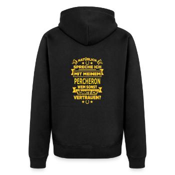 PERCHERON - Unisex Premium Bio Zip Hoodie - Schwarz - Hinten - Nico (187cm)