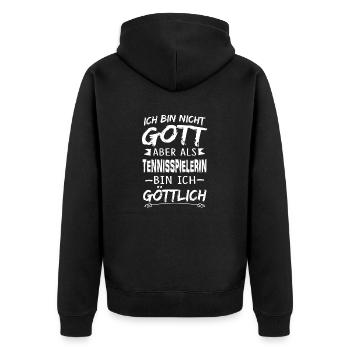 TENNISSPIELERIN - Unisex Premium Bio Zip Hoodie - Schwarz - Hinten - Nico (187cm)