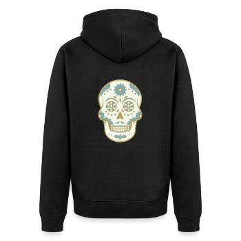 Totenkopf Mexiko - Unisex Premium Bio Zip Hoodie - Schwarz - Hinten - Nico (187cm)
